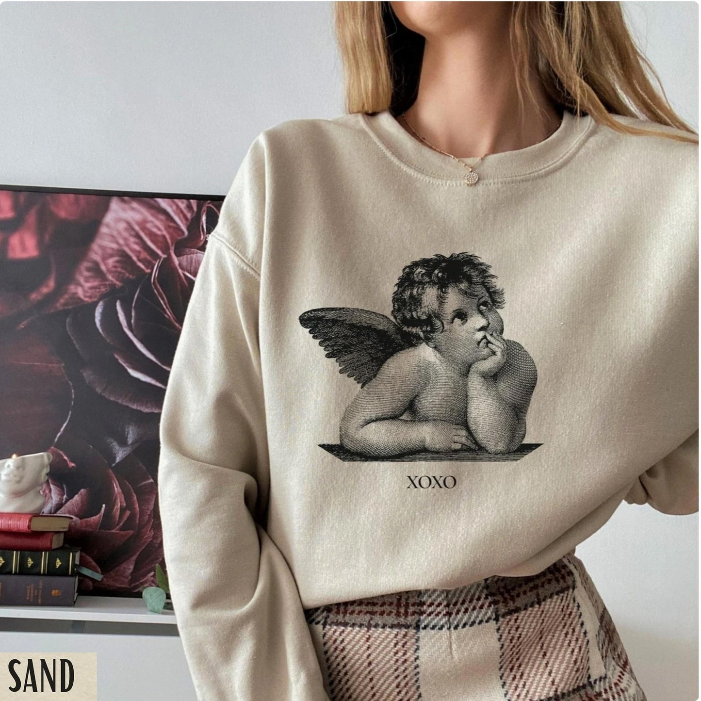 Light Academia Clothing, Valentines Day Sweatshirt, Cherub Angel Shirt, XOXO Sweatshirt, Dark Academia, Alt Clothing, Valentine Sweatshirt