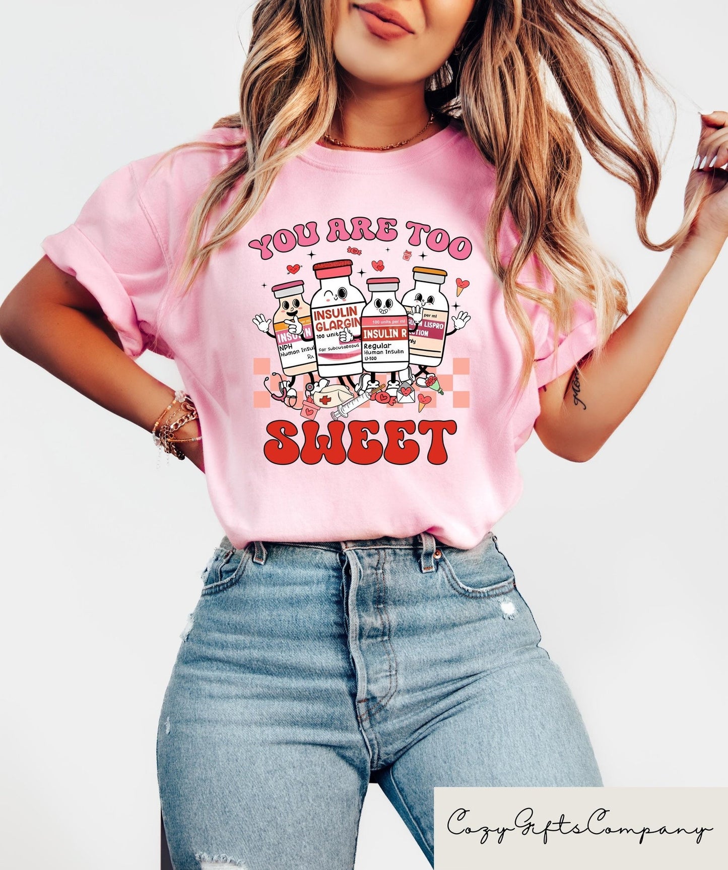 You Are Too Sweet Nurse Valentine T-shirt, Insulin Diabetes ICU Nurse Sweatshirt, Valentine Gift For Nurse, Pharmacist Diabetic Nurse Tee